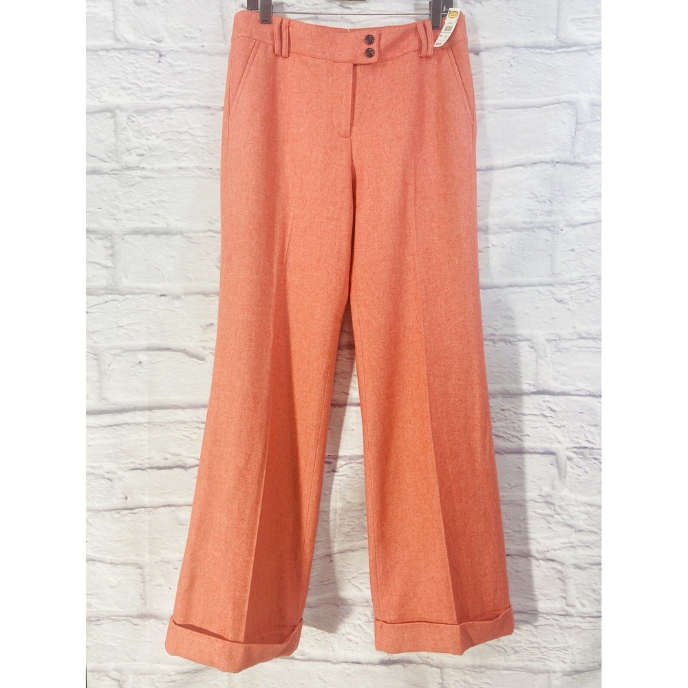 Vintage Talbots Pants Women's 10 Orange Straight Leg Full Length Wool Twill New
